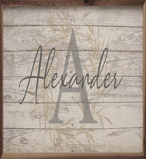 Personalized Name Letter Wreath Whitewash